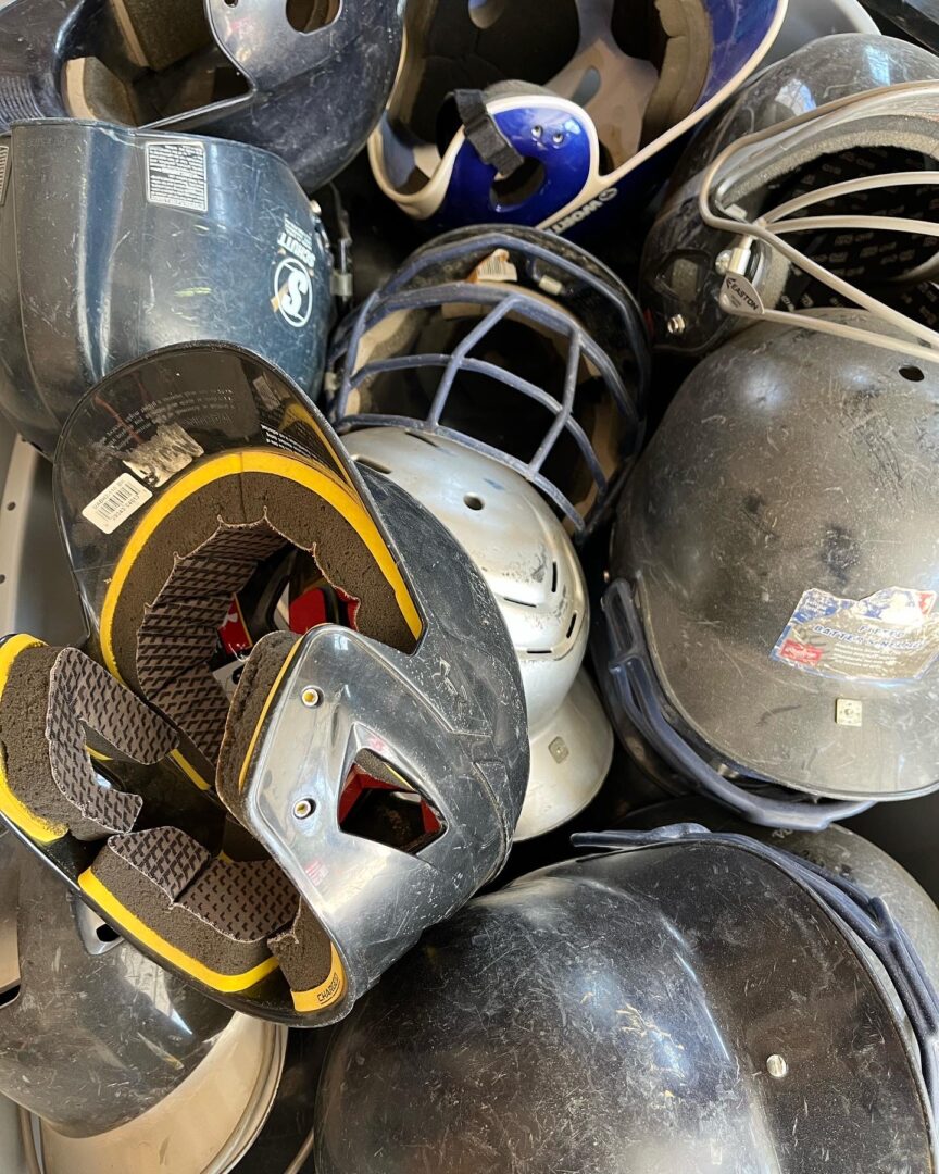 bunch of helmets